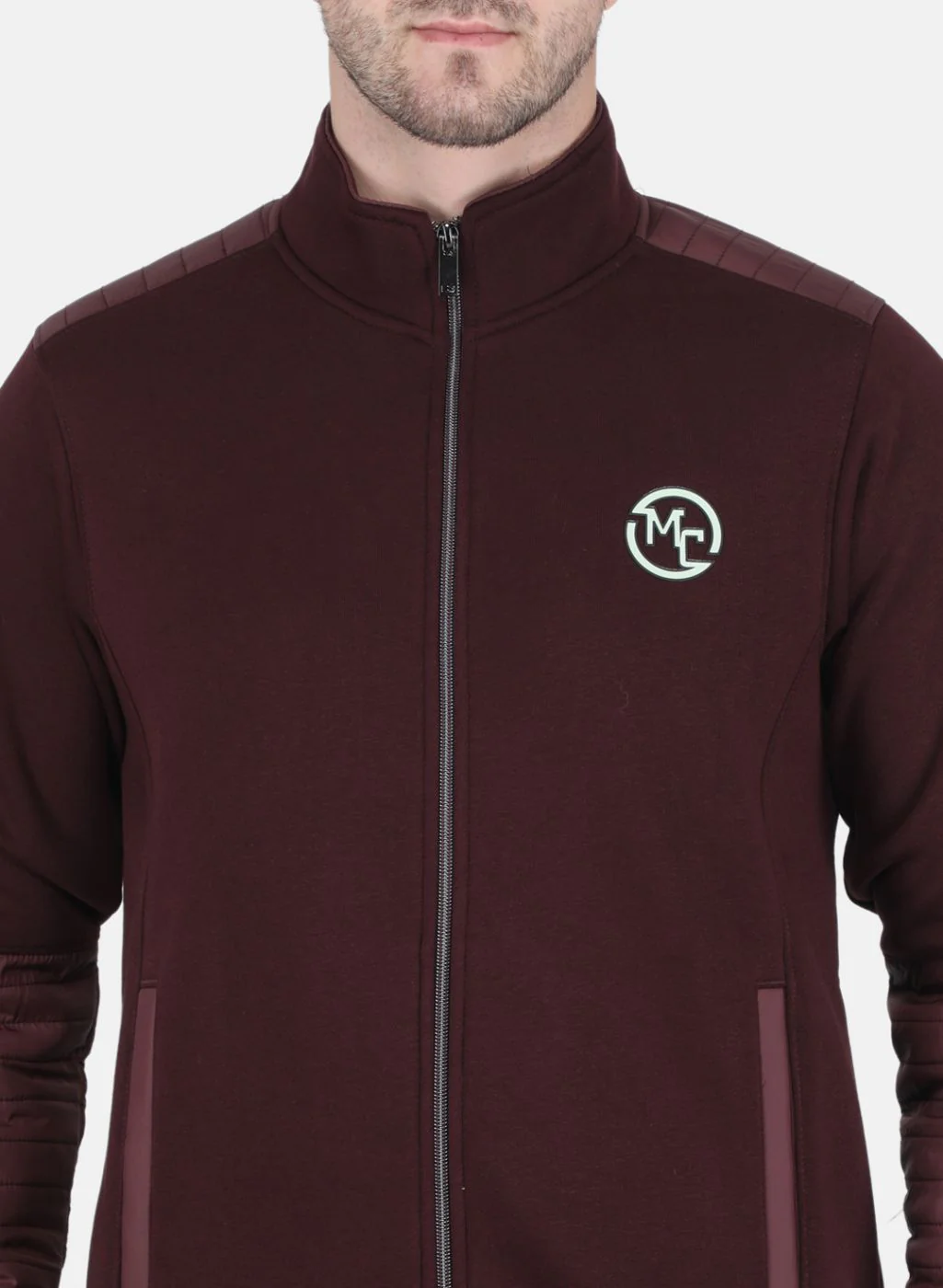 Men Burgundy Solid Tracksuit - Image 6