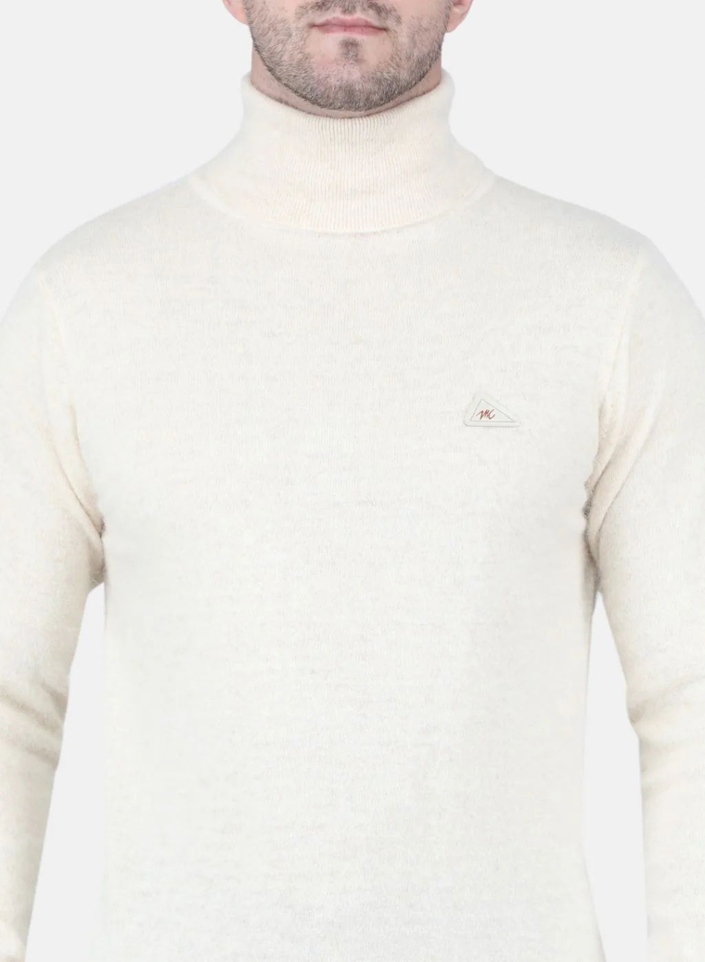 Men Cream Solid Pullover - Image 5
