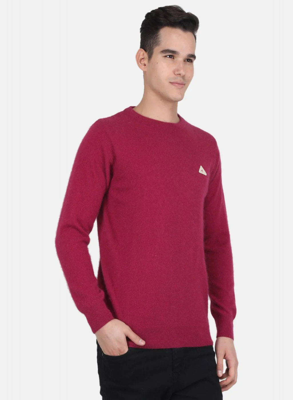 Men Dark Pink Solid Pullover - Image 6