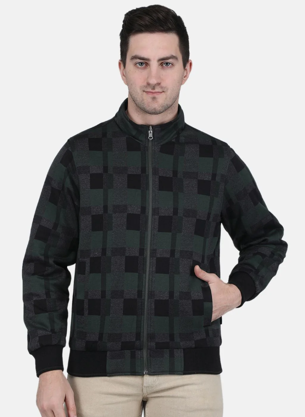 Men Green Check Jacket - Image 7