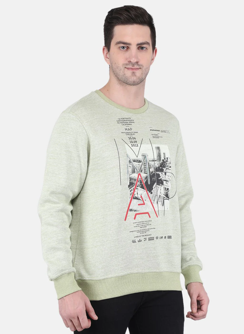 Men Green Jaquard Sweatshirt - Image 6