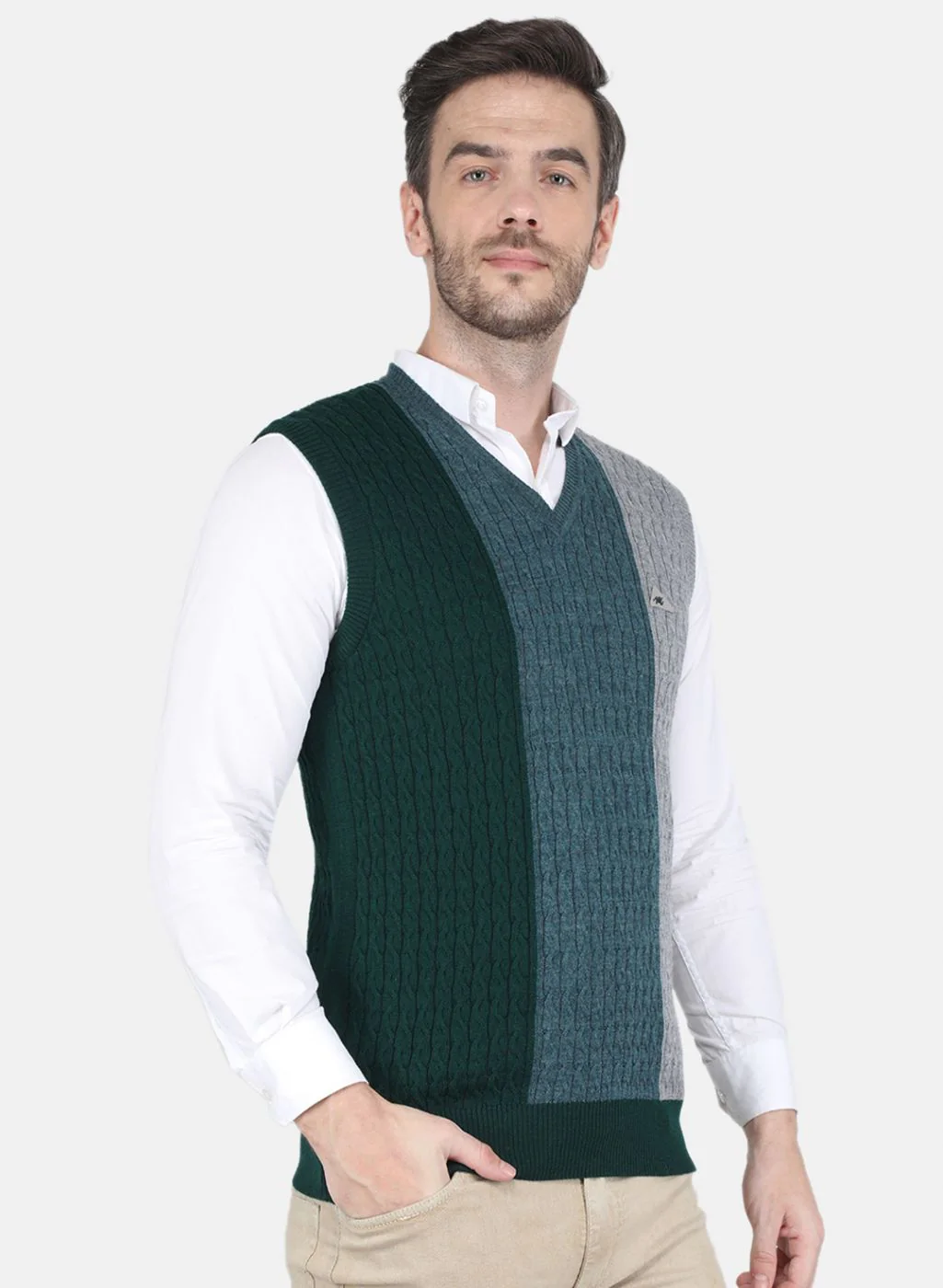 Men Green Printed Sweater - Image 6