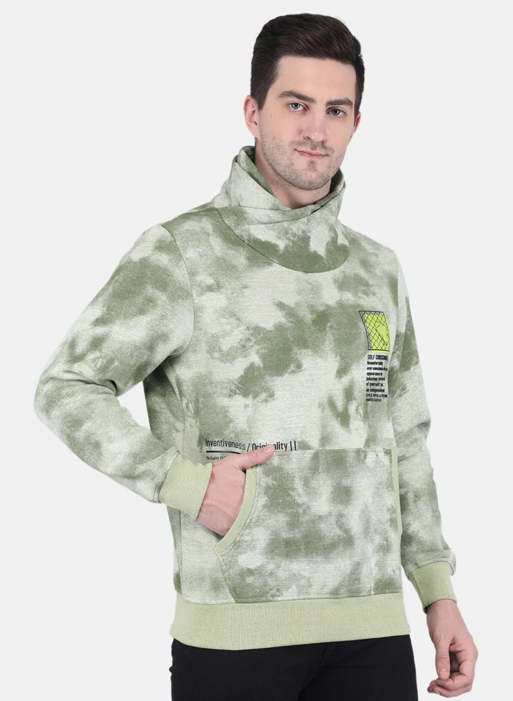 Men Green Printed Sweatshirt - Image 6