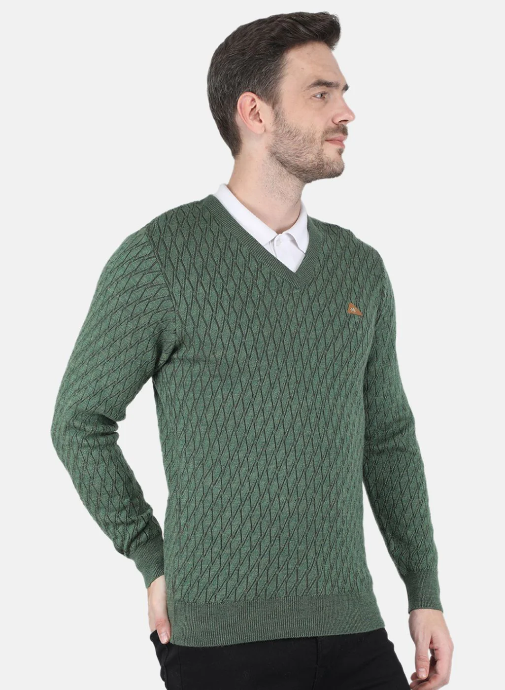 Men Green Self design Pullover - Image 6