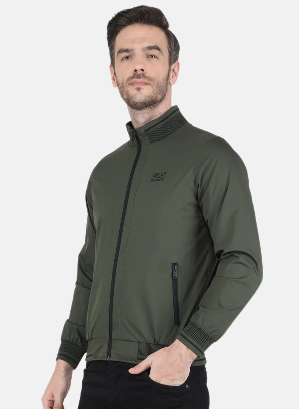 Men Green Solid Jacket - Image 2