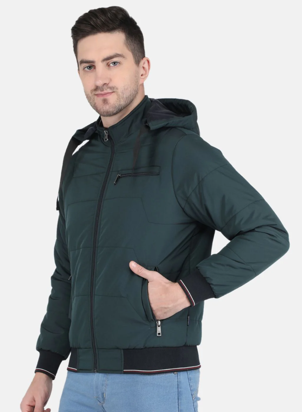 Men Green Solid Jacket - Image 2