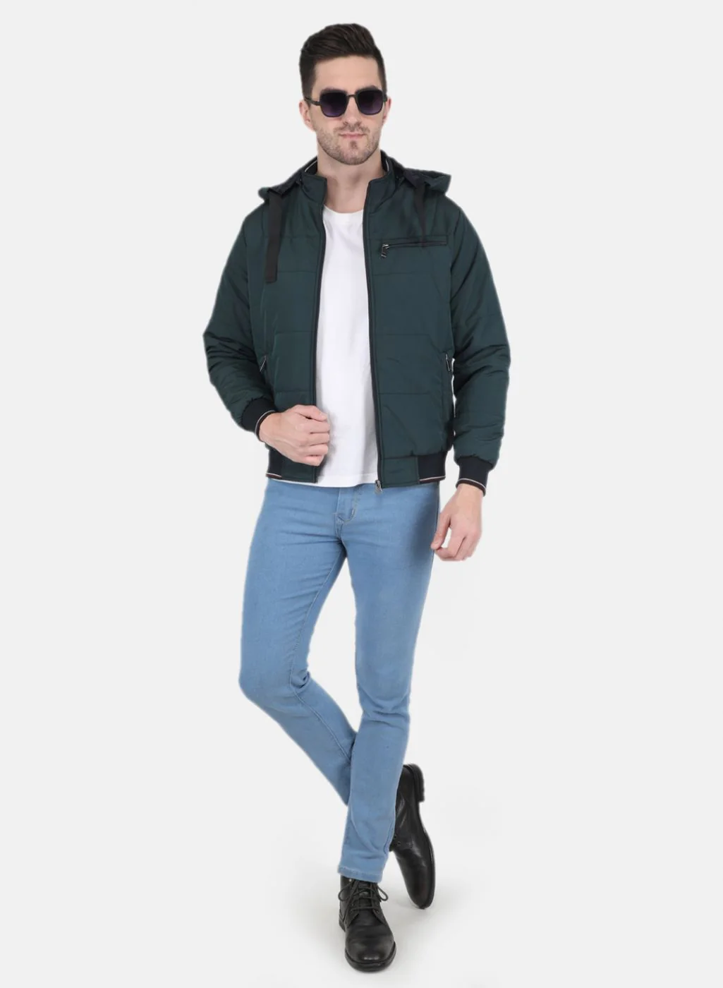 Men Green Solid Jacket - Image 4