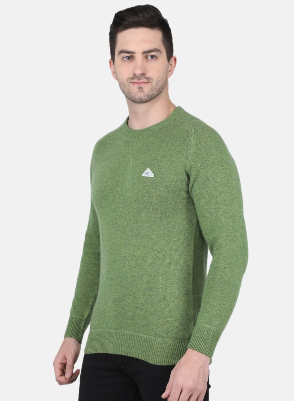 Men Green Solid Pullover - Image 2