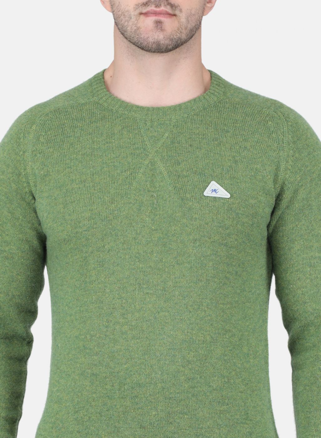 Men Green Solid Pullover - Image 5