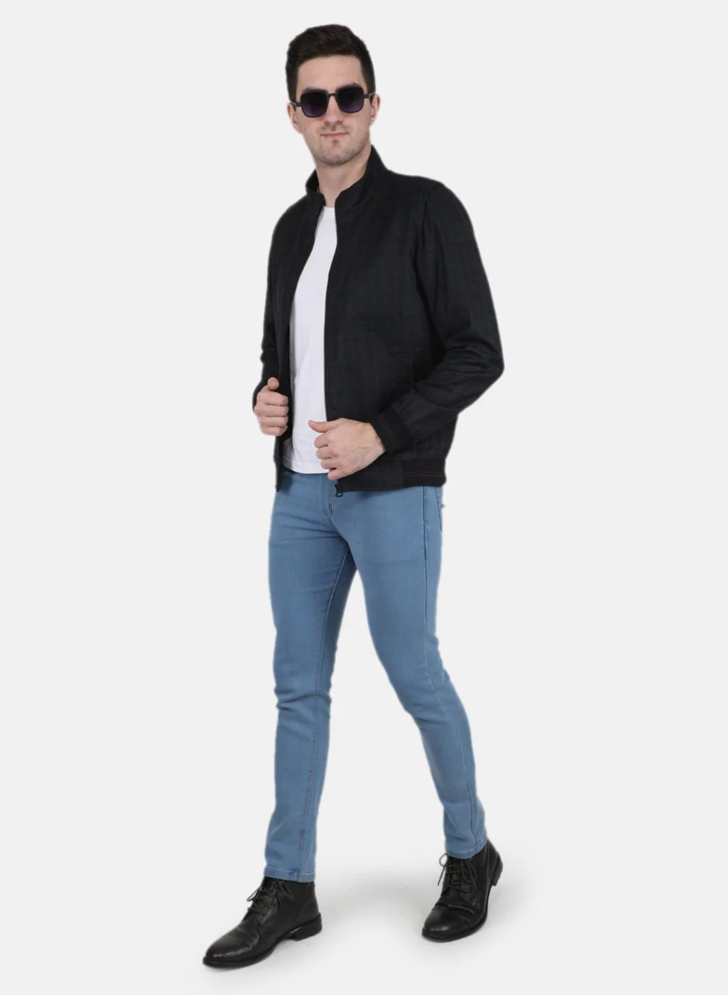 Men Grey Check Coat - Image 4