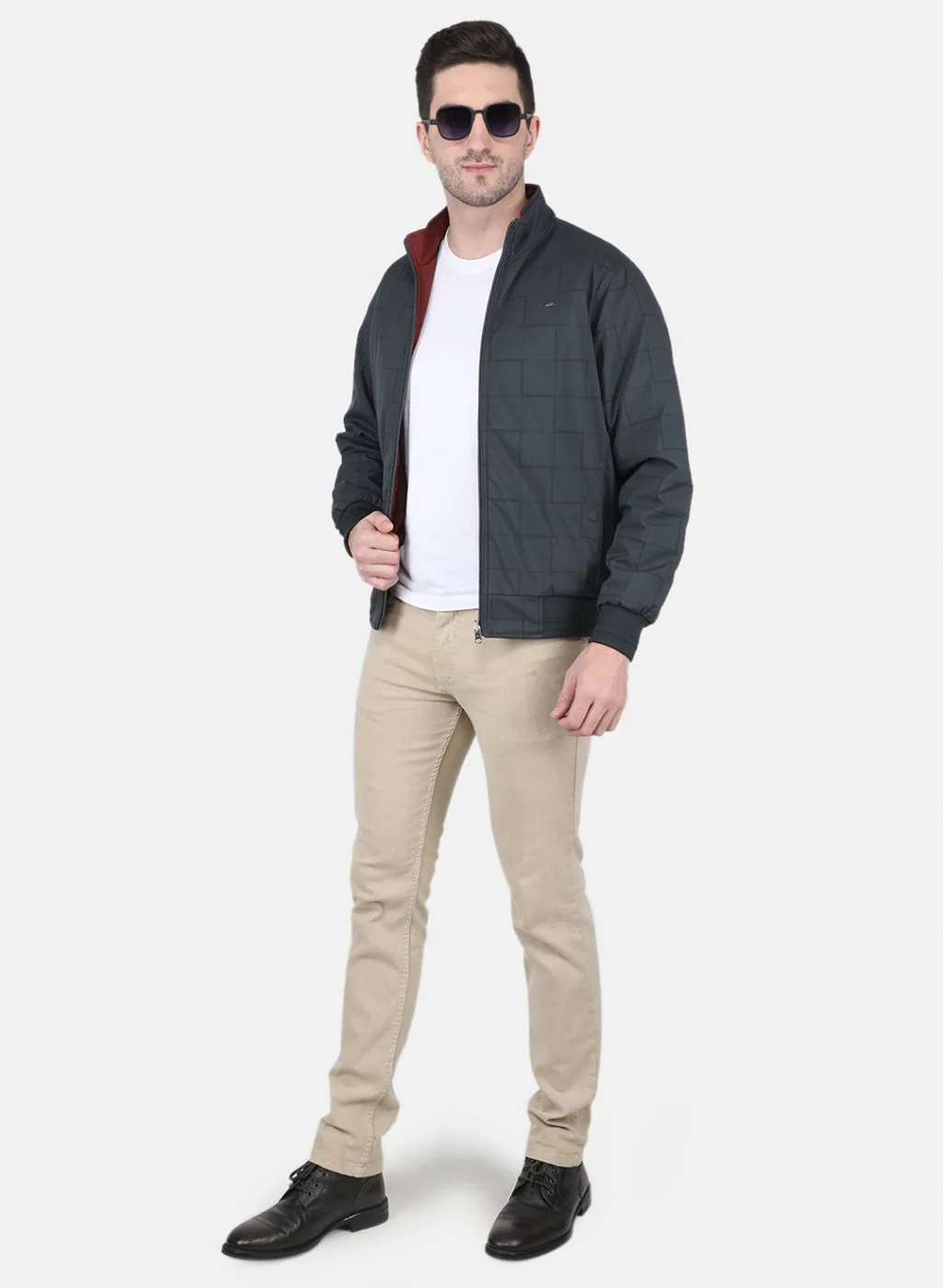Men Grey Check Jacket - Image 4