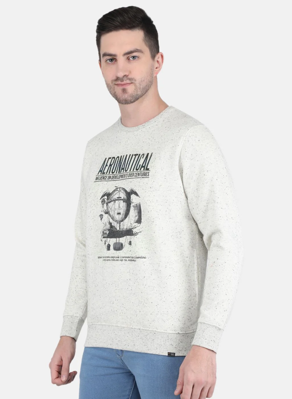 Men Grey Jaquard Sweatshirt - Image 2