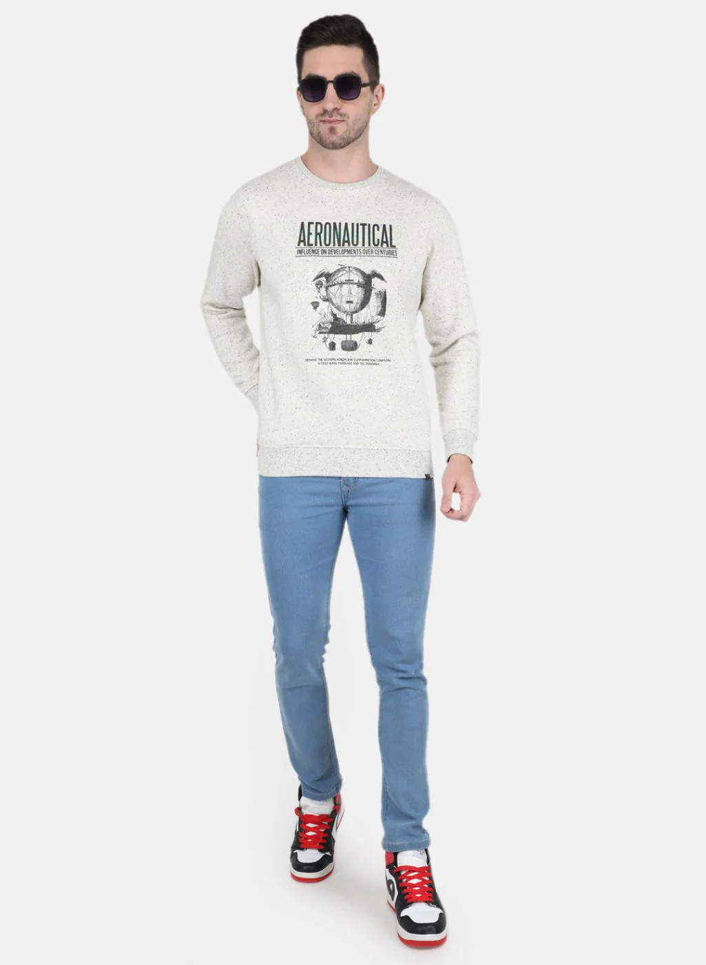 Men Grey Jaquard Sweatshirt - Image 4