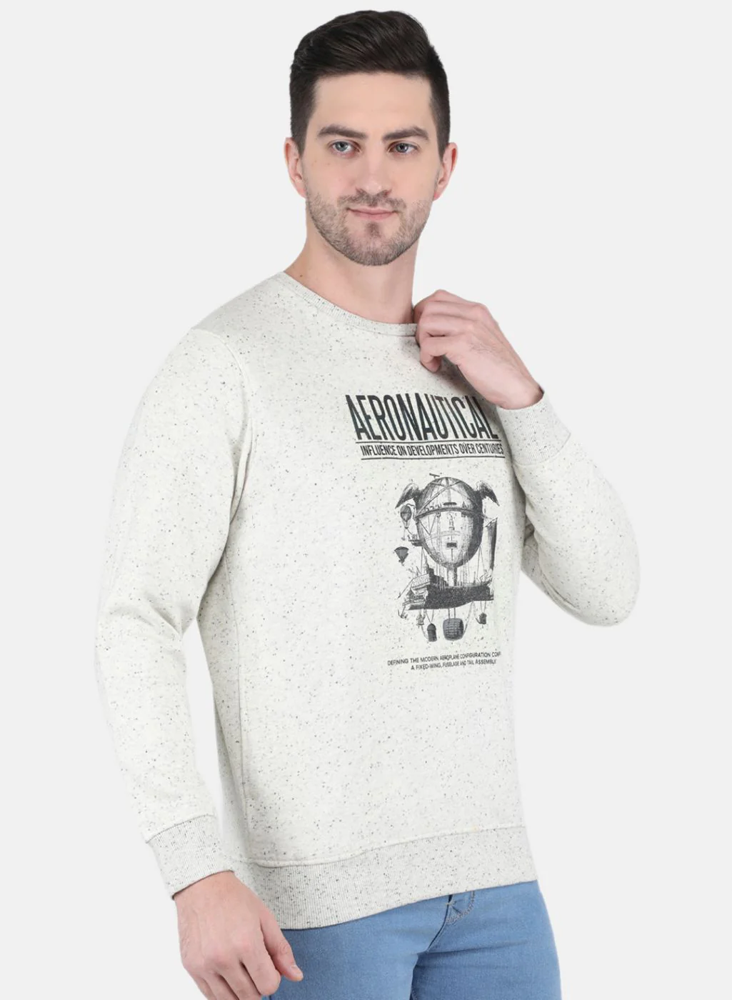 Men Grey Jaquard Sweatshirt - Image 6
