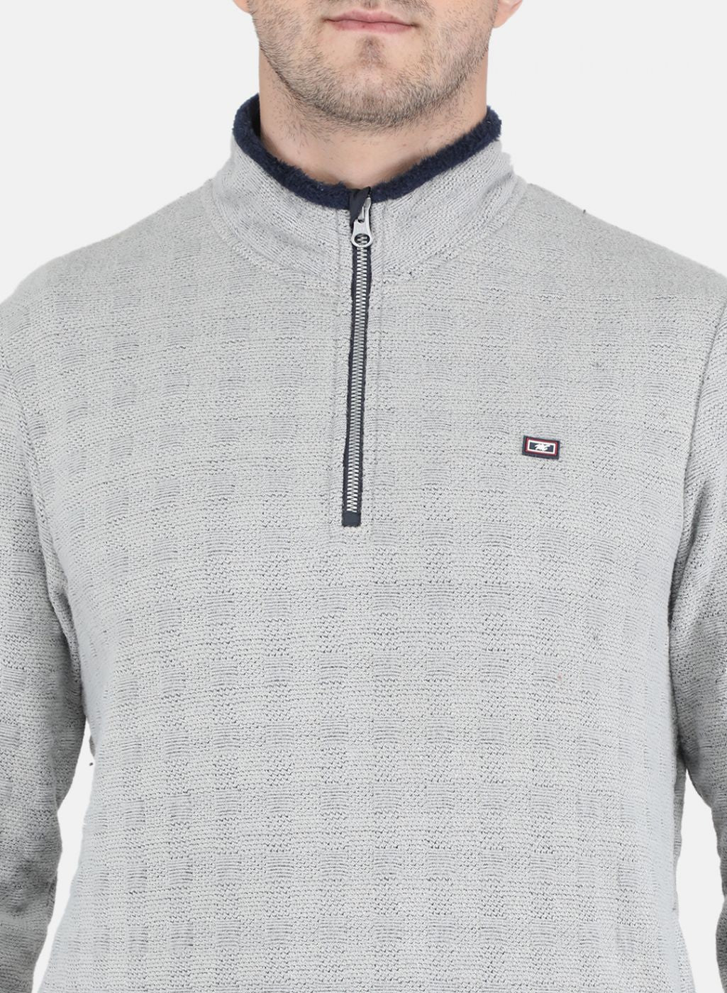 Men Grey Jaquard Sweatshirt - Image 5