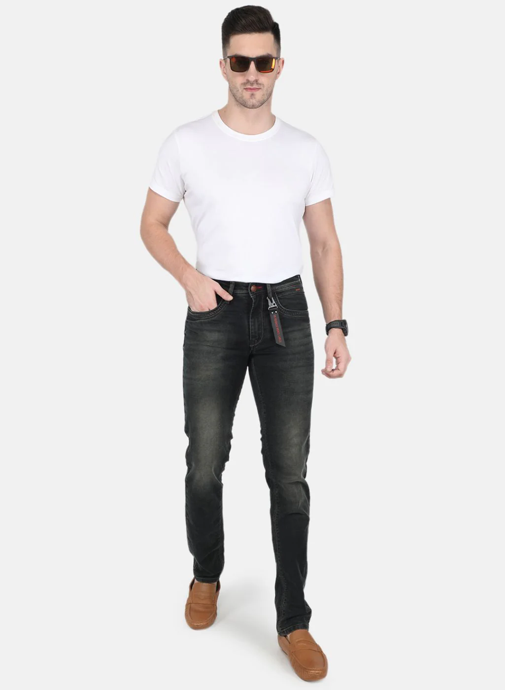 Men Grey NArrow Fit Denim - Image 4