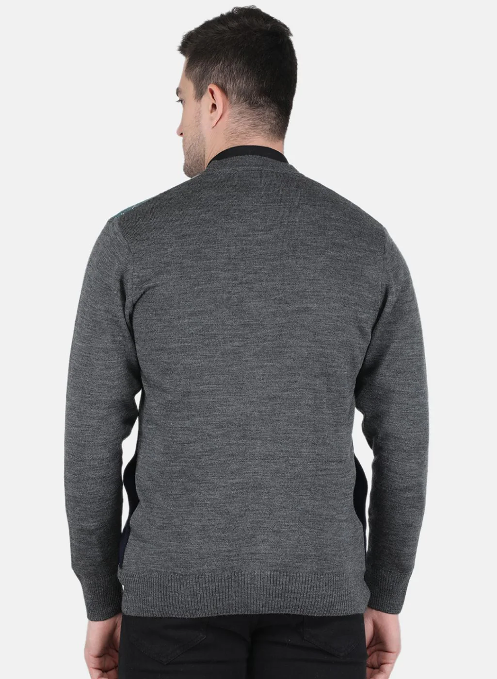Men Grey Printed Cardigan - Image 3