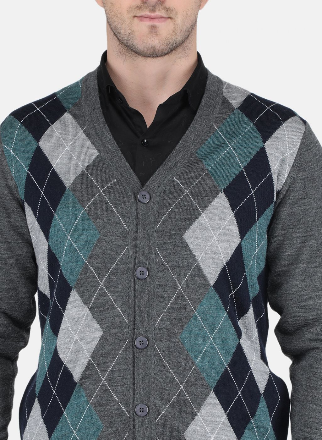 Men Grey Printed Cardigan - Image 5