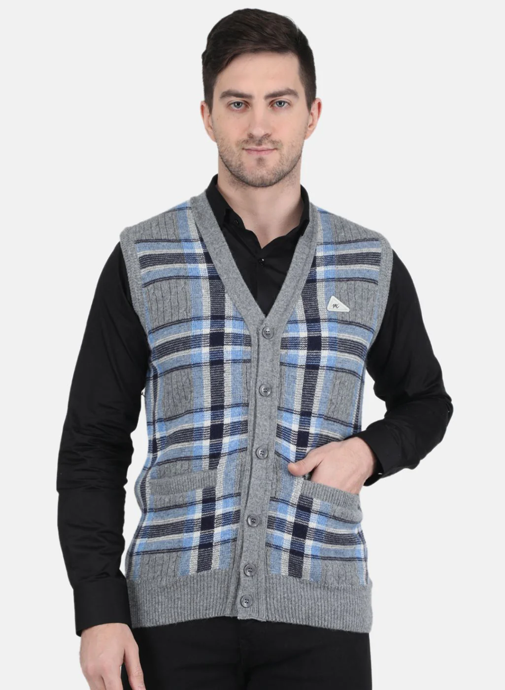 Men Grey Printed Cardigan