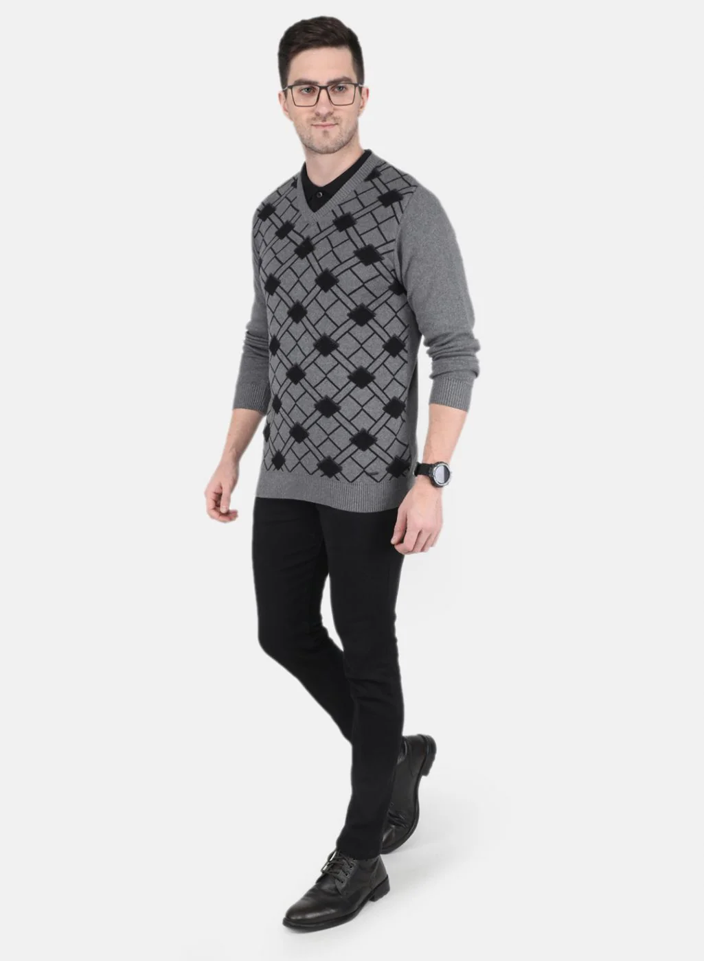 Men Grey Printed Pullover - Image 4