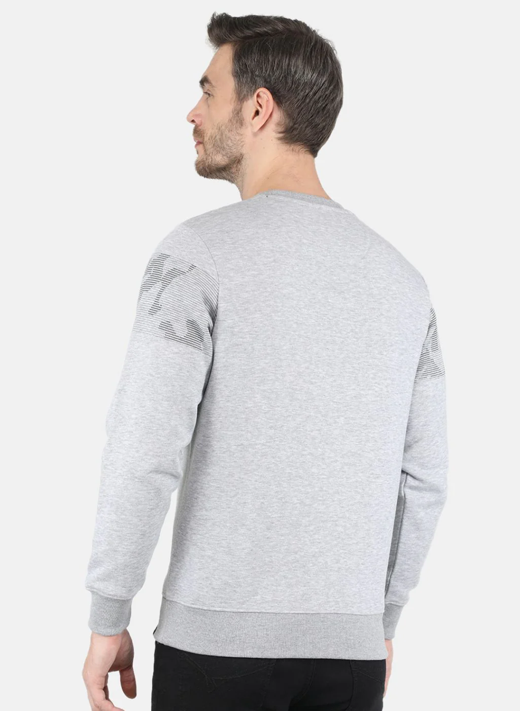 Men Grey Printed Sweatshirt - Image 3
