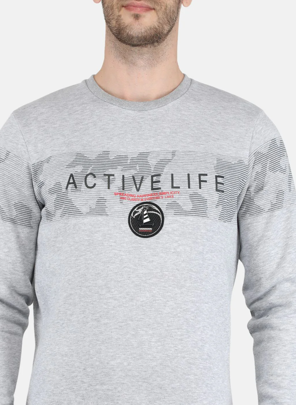 Men Grey Printed Sweatshirt - Image 5
