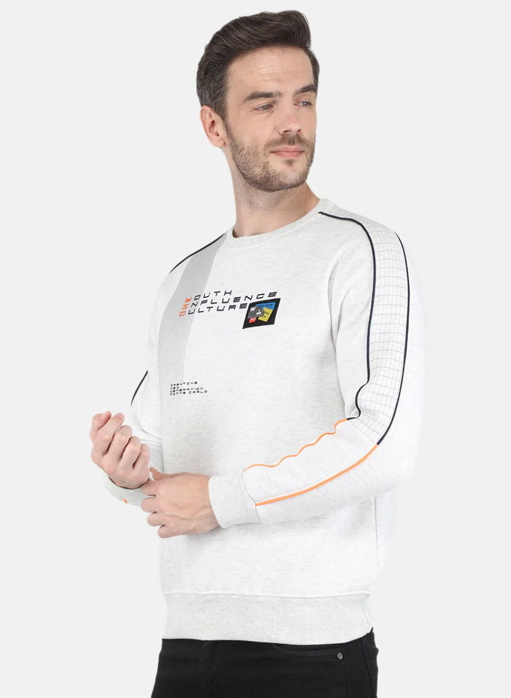 Men Grey Printed Sweatshirt - Image 2
