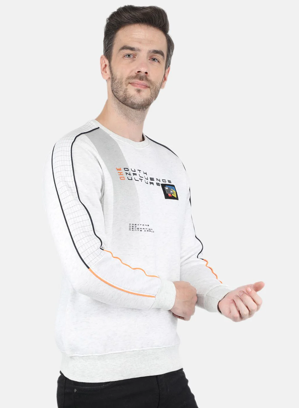 Men Grey Printed Sweatshirt - Image 6