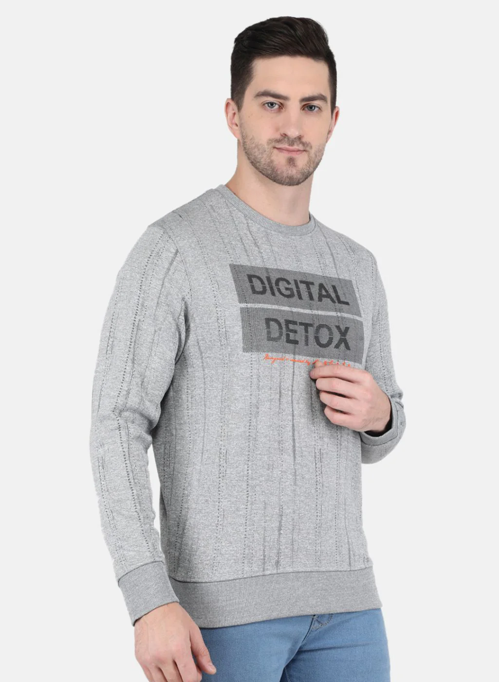 Men Grey Printed Sweatshirt - Image 6