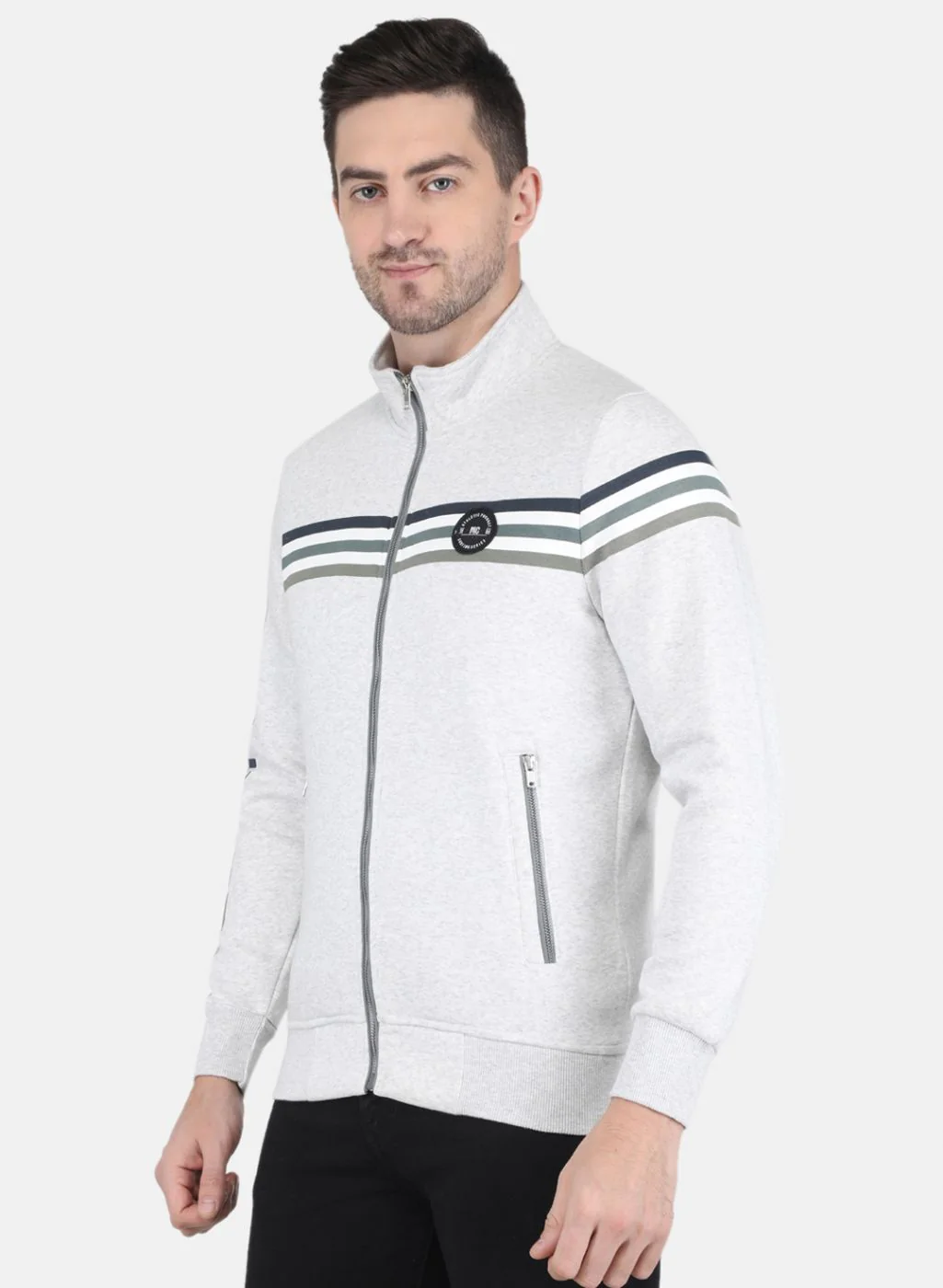 Men Grey Printed Sweatshirt - Image 2