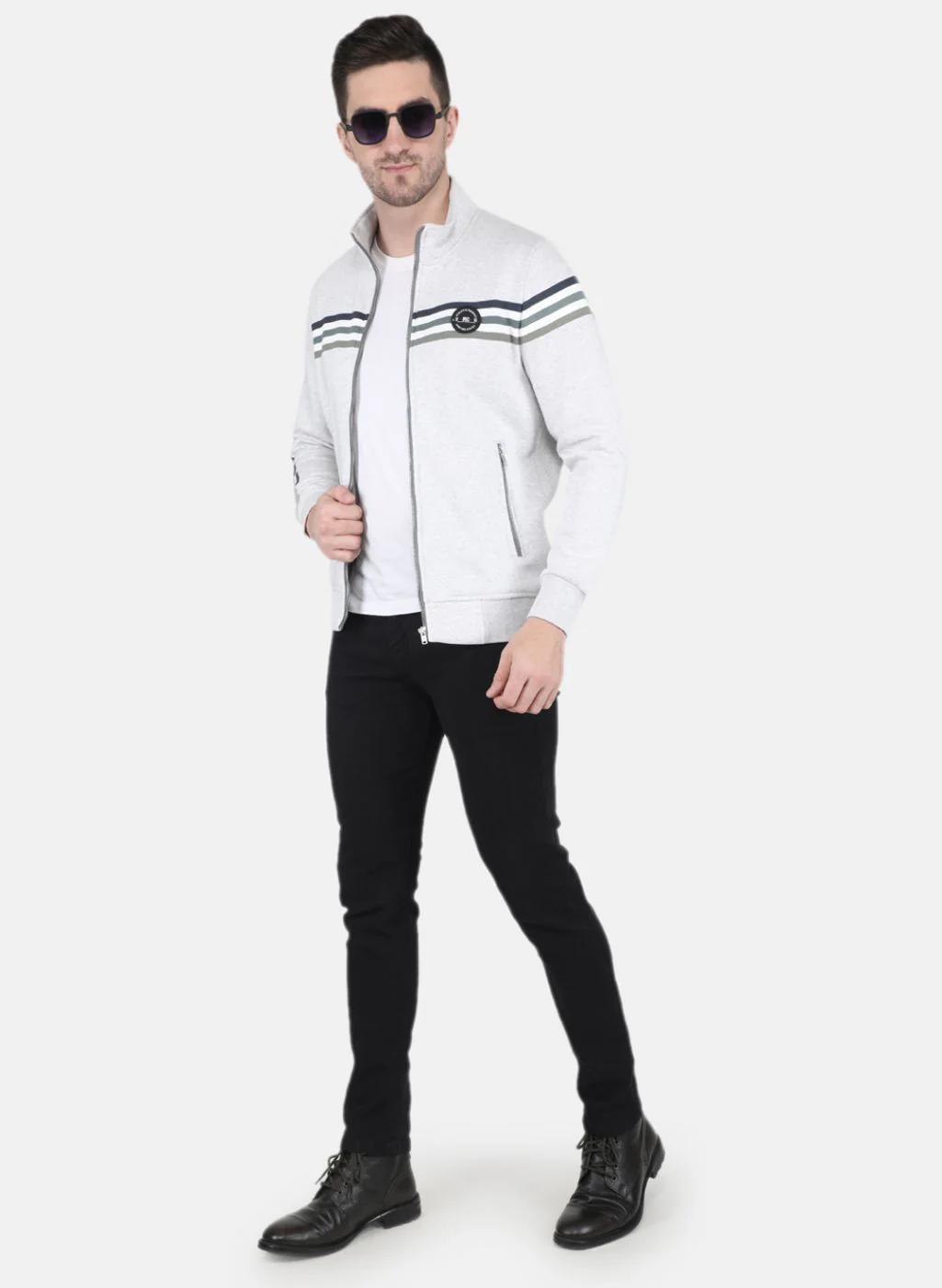 Men Grey Printed Sweatshirt - Image 4