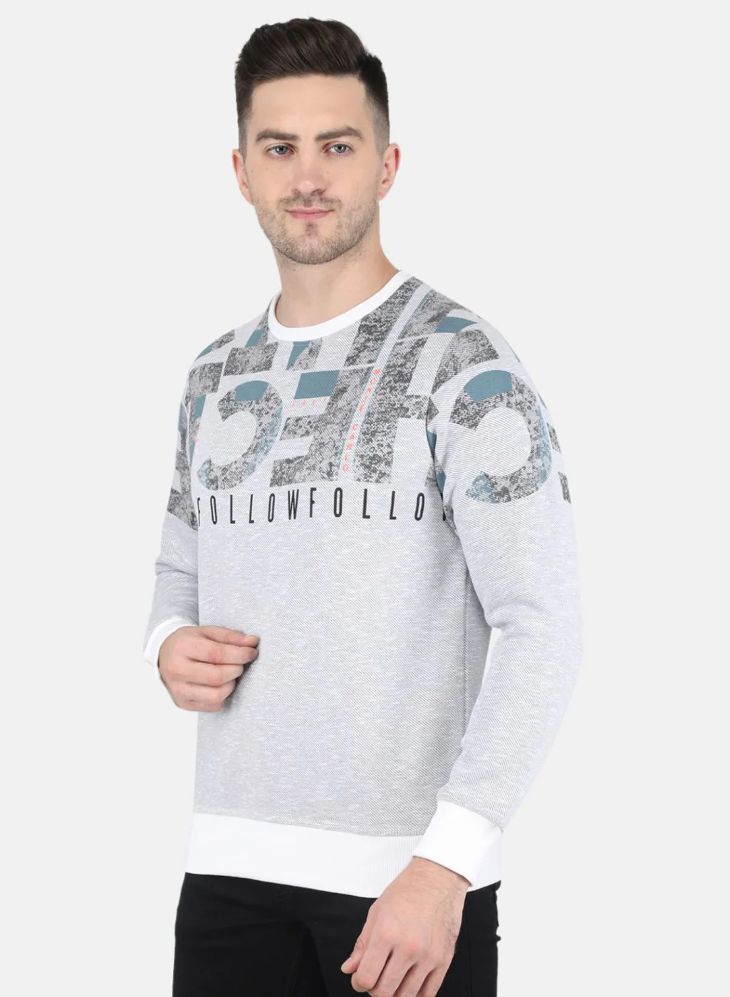 Men Grey Printed Sweatshirt - Image 2