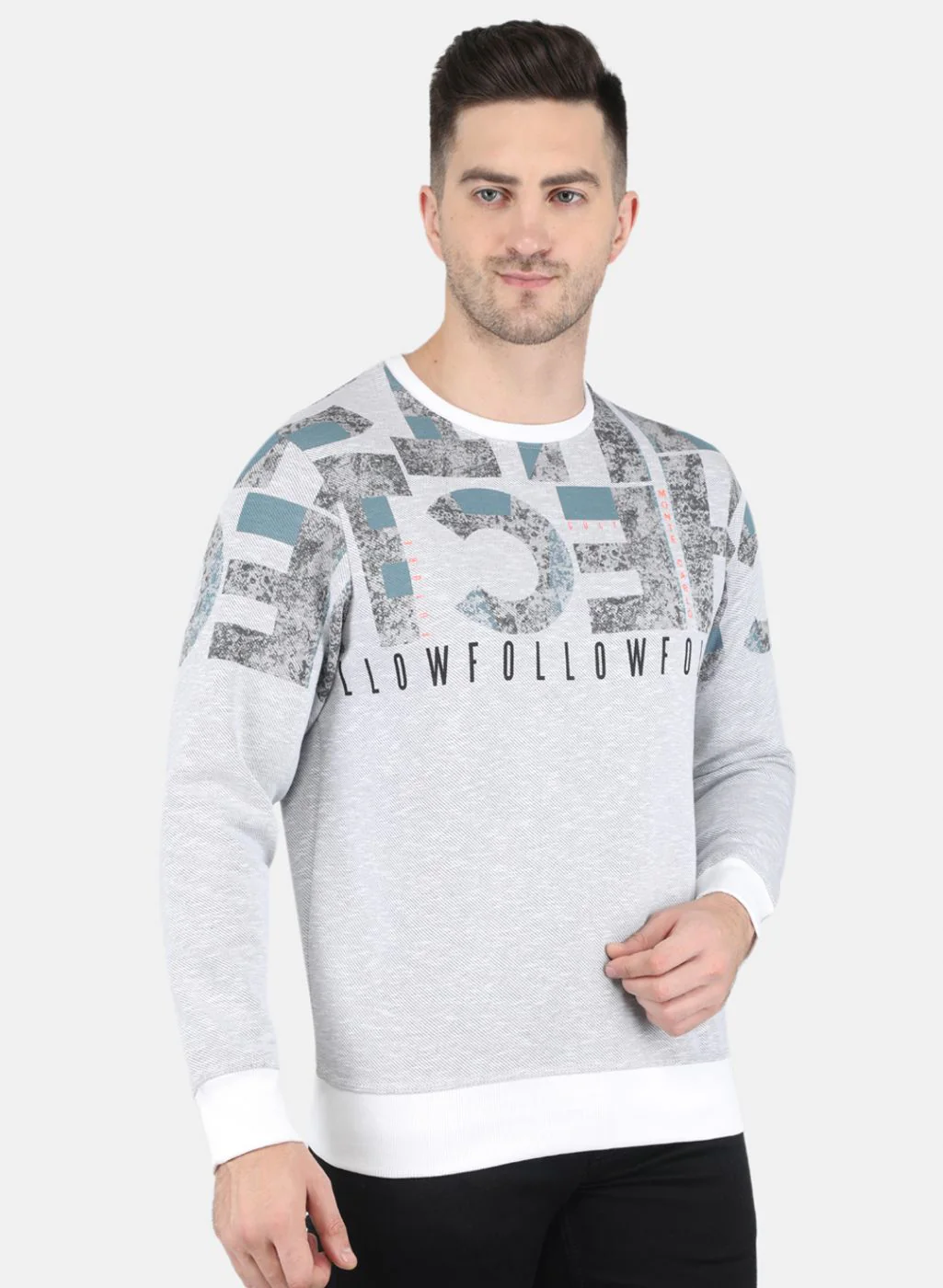 Men Grey Printed Sweatshirt - Image 6