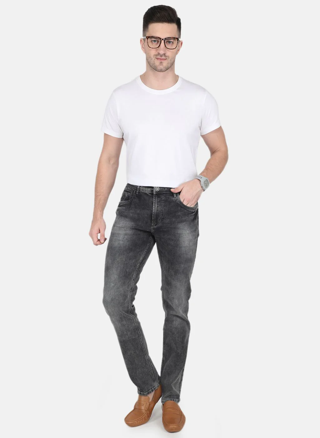 Men Grey Regular Fit Denim - Image 4