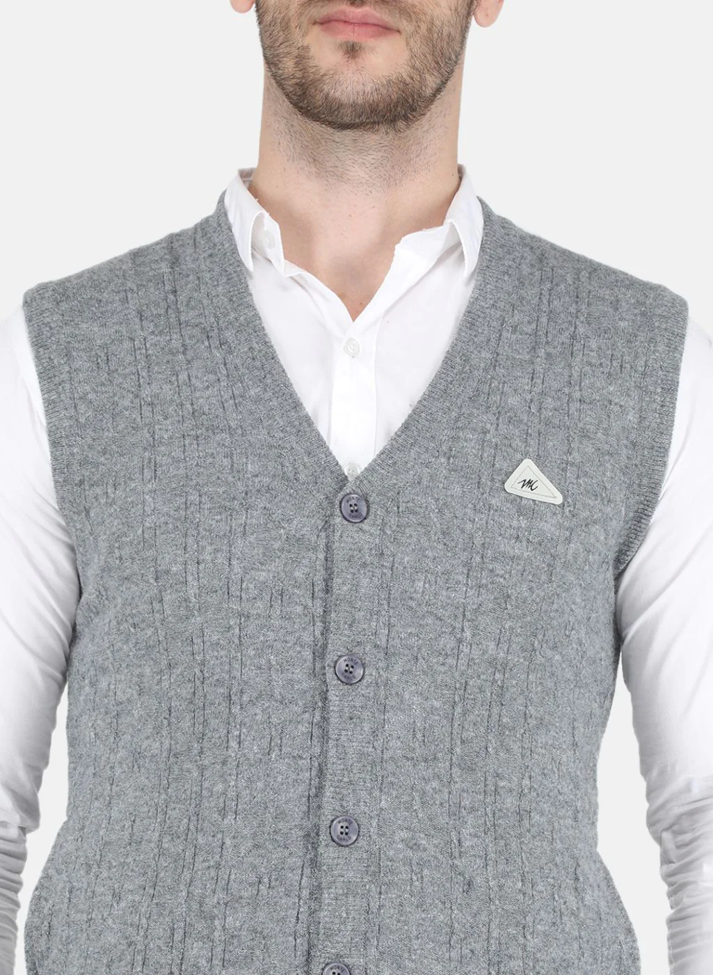 Men Grey Self design Cardigan - Image 5