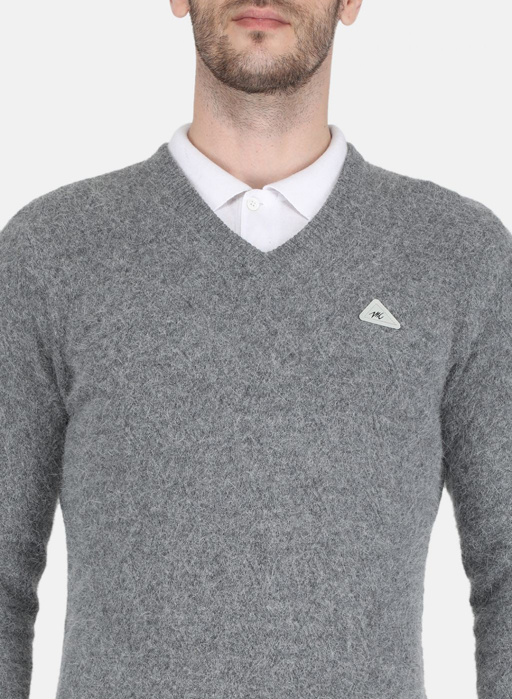 Men Grey Self design Pullover - Image 5