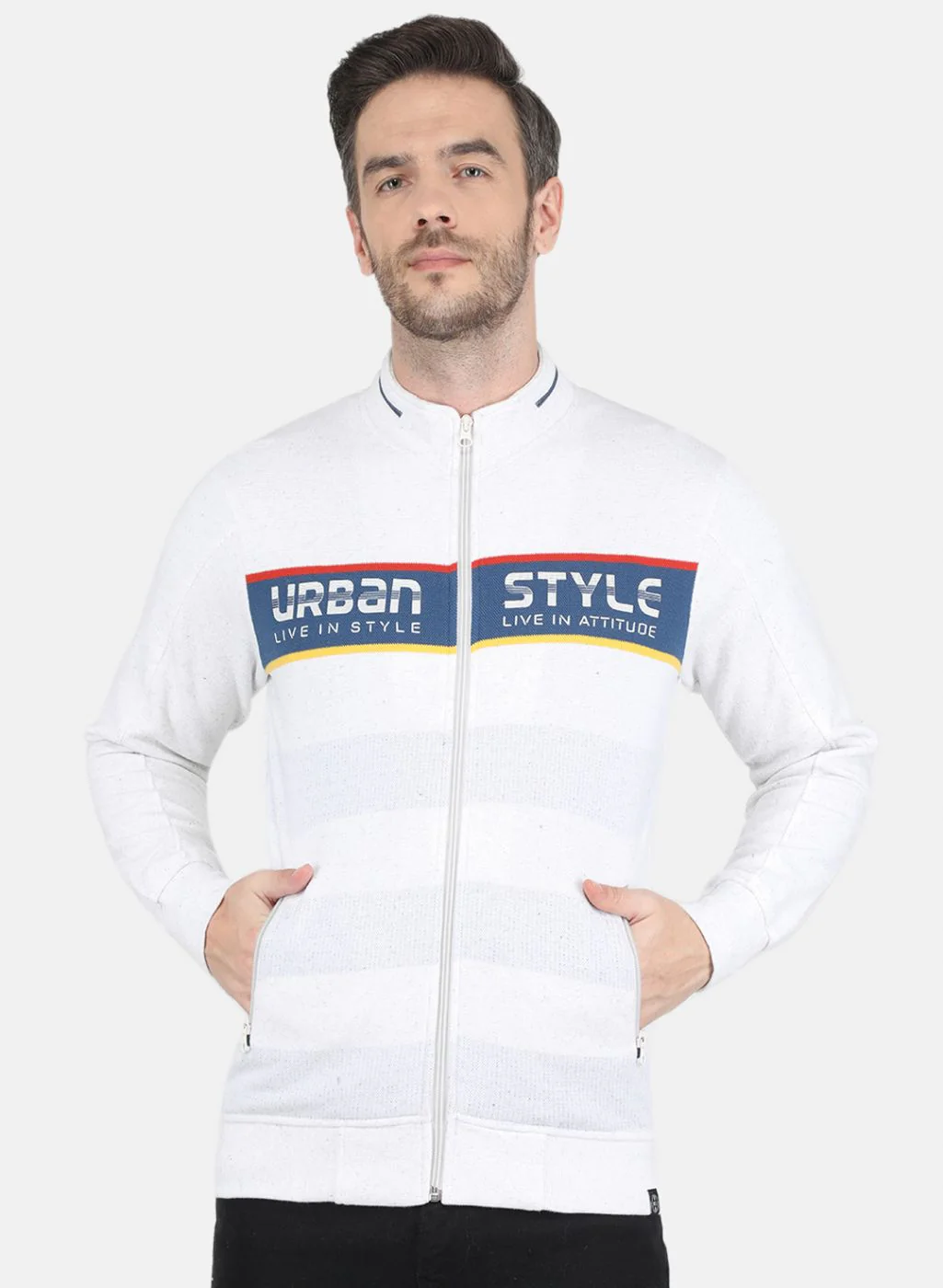Men Grey Self design Sweatshirt