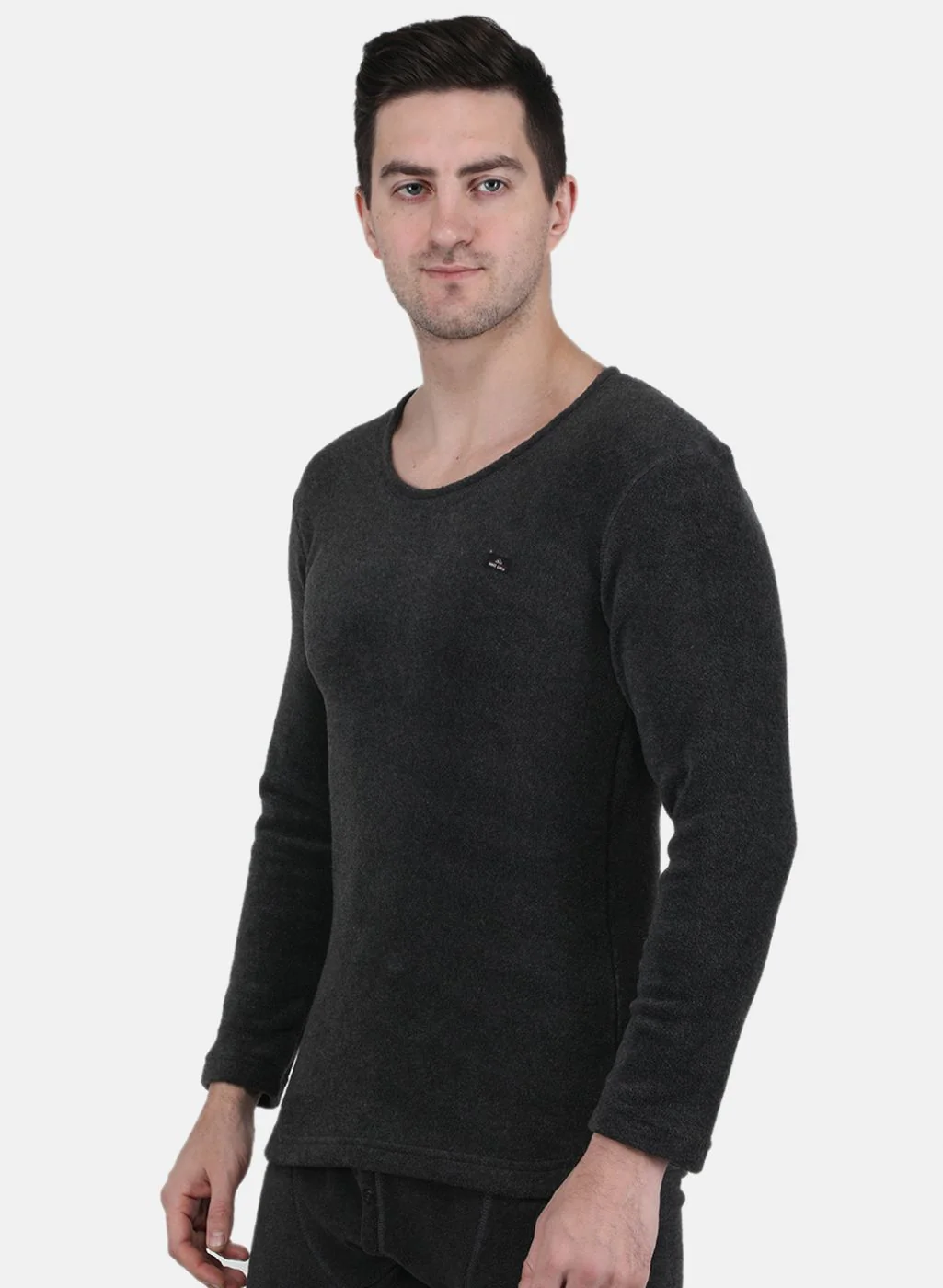 Men Grey Self Design Thermal Vest - Image 2