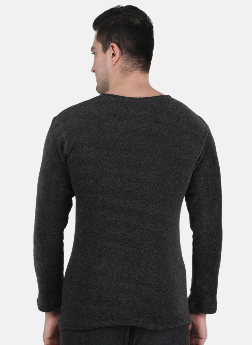 Men Grey Self Design Thermal Vest - Image 3