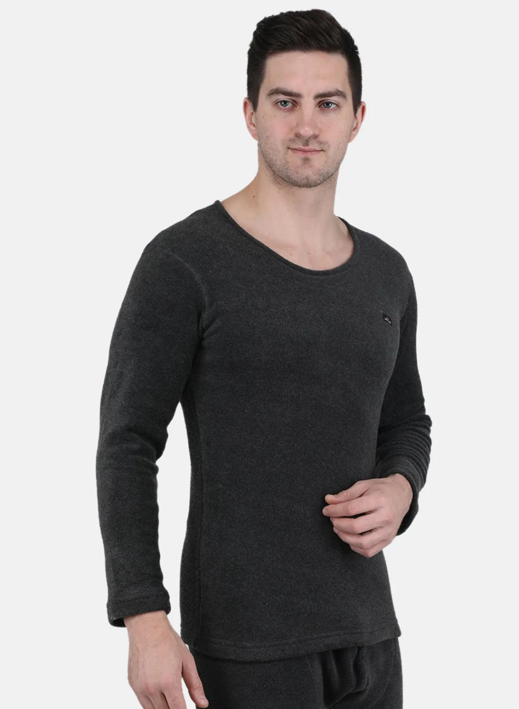 Men Grey Self Design Thermal Vest - Image 6