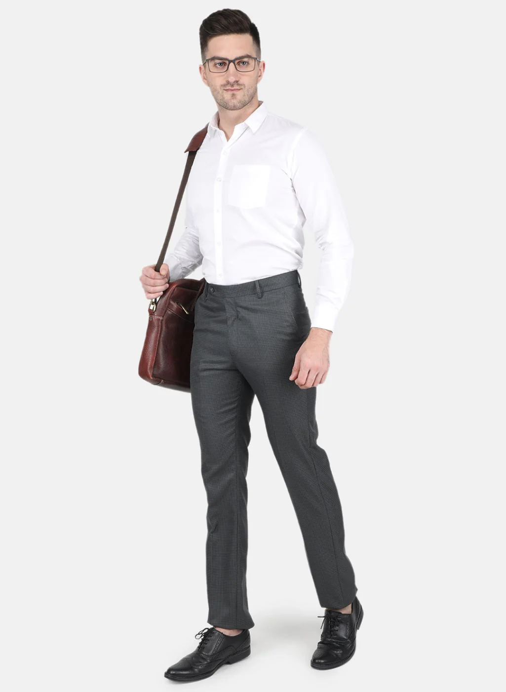 Men Grey Slim Fit Trouser - Image 4