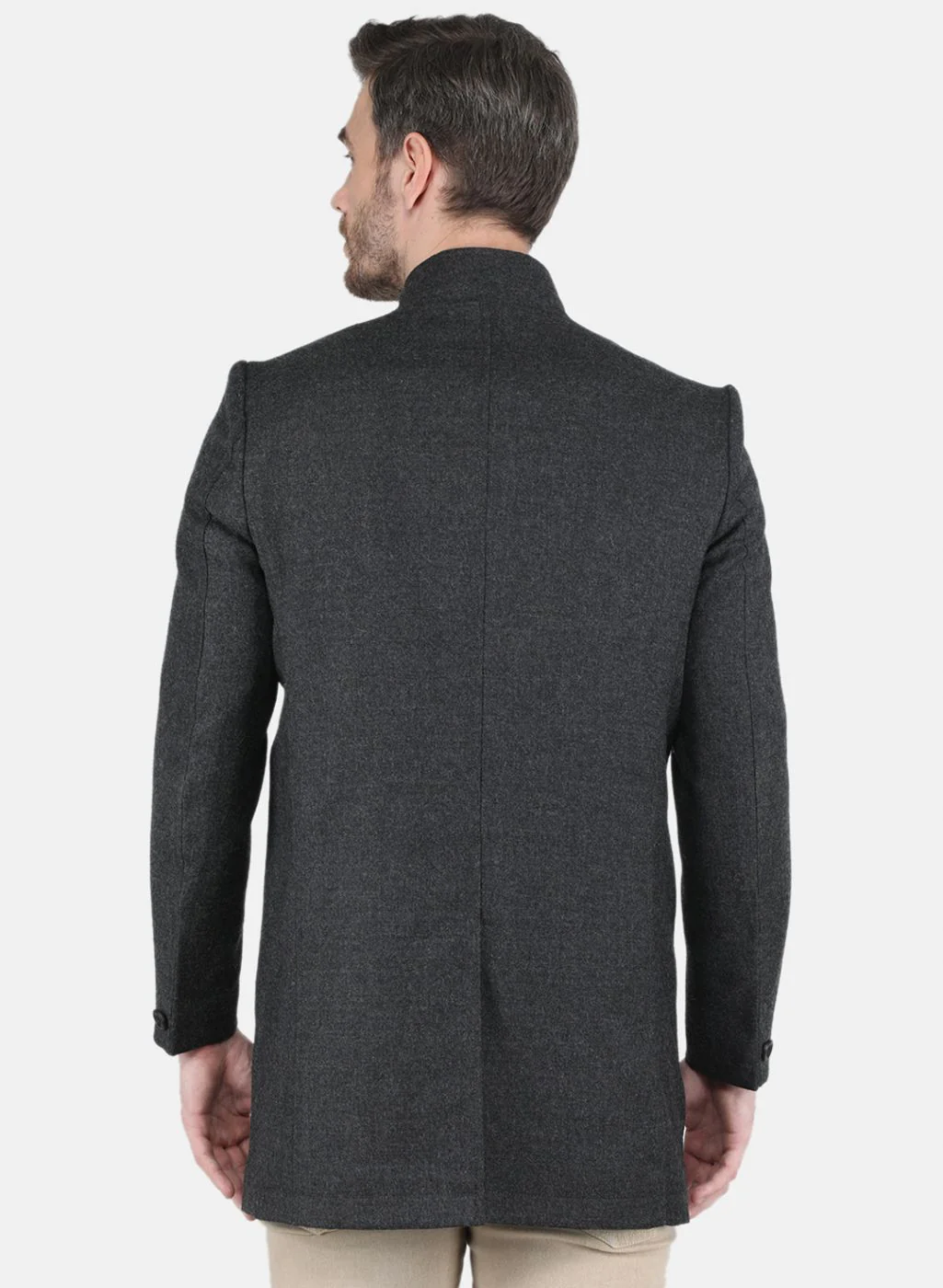 Men Grey Solid Coat - Image 3