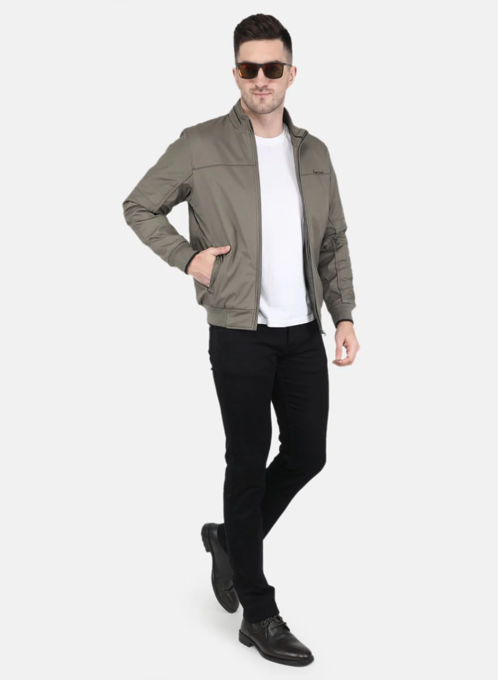 Men Grey Solid Jacket - Image 4