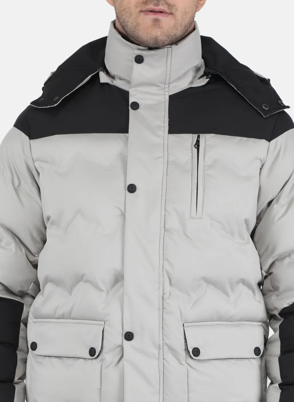 Men Grey Solid Jacket - Image 5