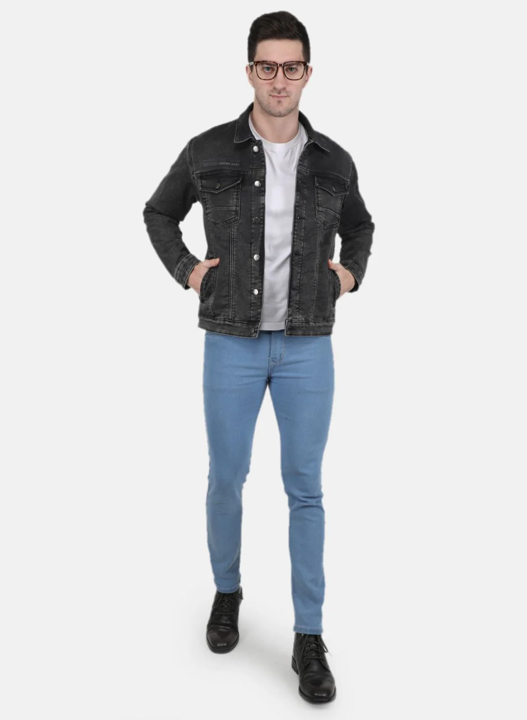 Men Grey Solid Jacket - Image 4
