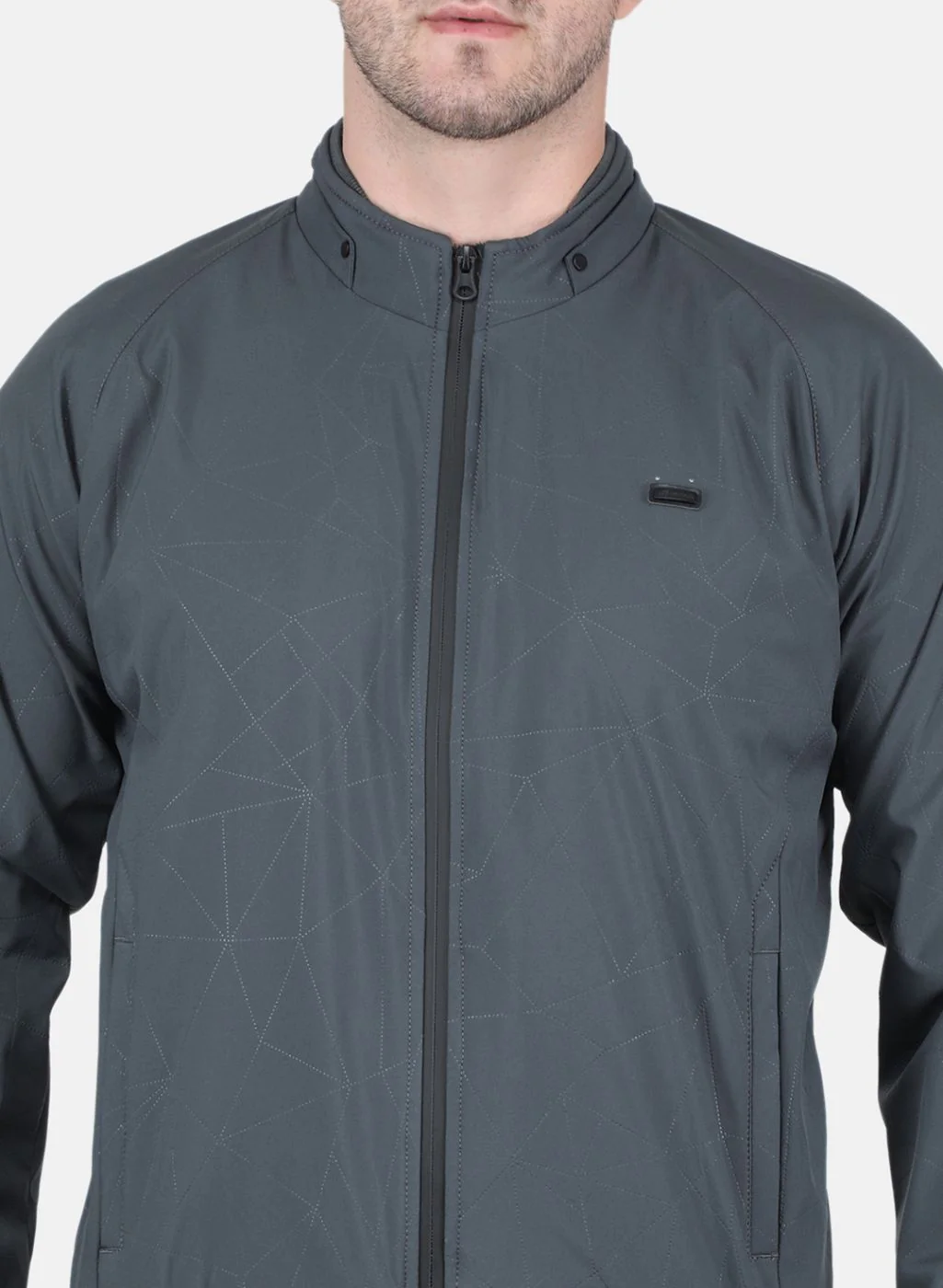 Men Grey Solid Jacket - Image 5