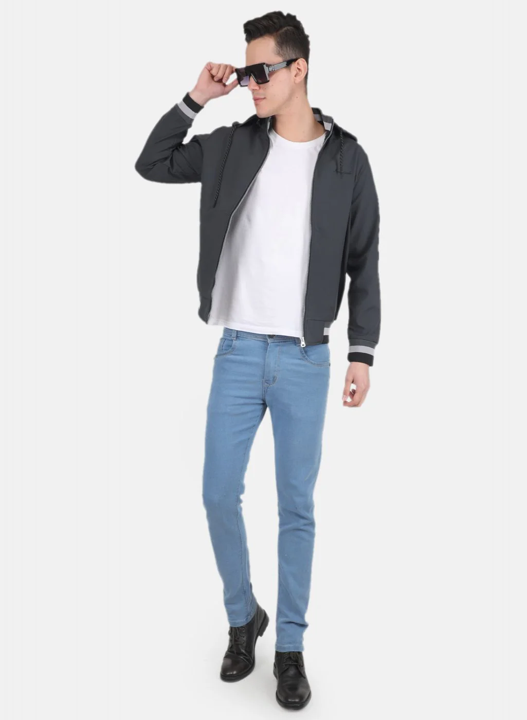 Men Grey Solid Jacket - Image 4