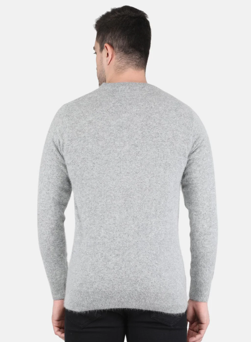 Men Grey Solid Pullover - Image 3