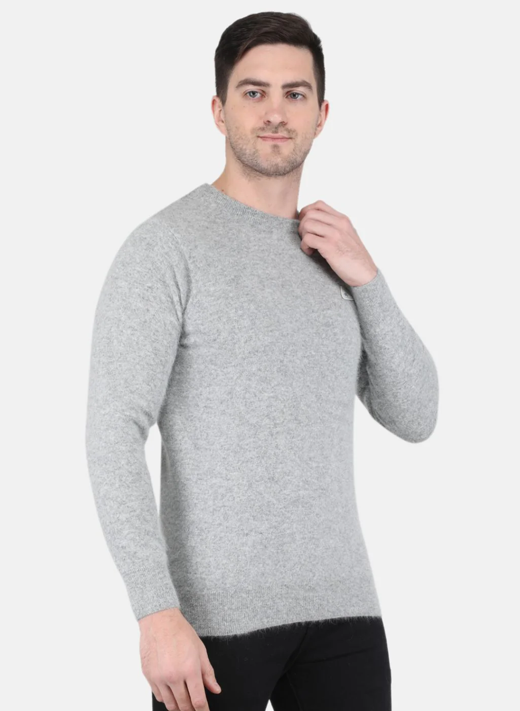Men Grey Solid Pullover - Image 6