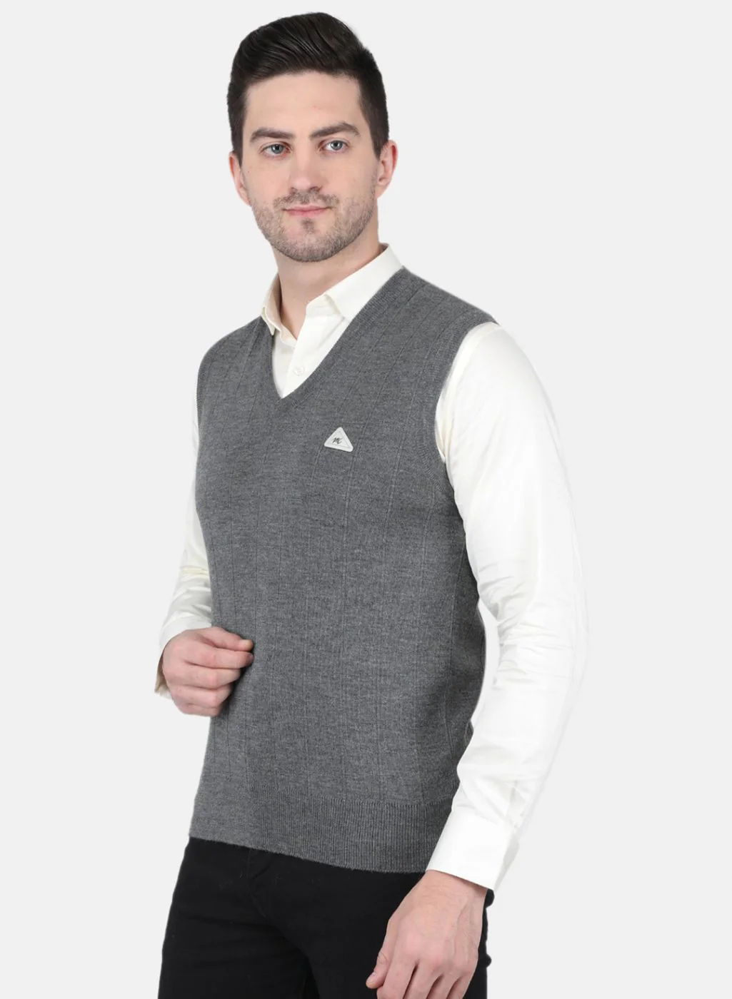 Men Grey Solid Sweater - Image 2